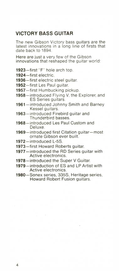 1981 Gibson Victory Bass owners manual page 4