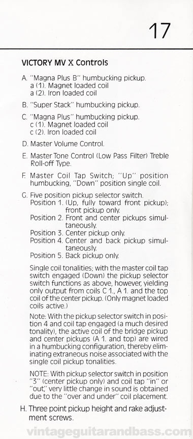 1981 Gibson Victory MV owners manual page 17