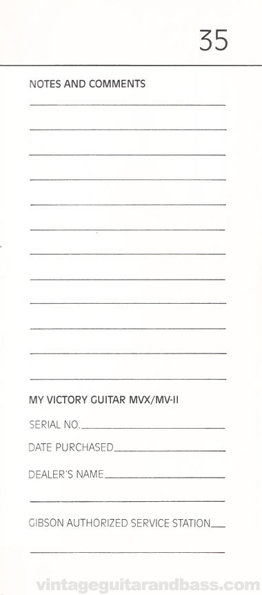 1981 Gibson Victory MV Owners Manual, page 35