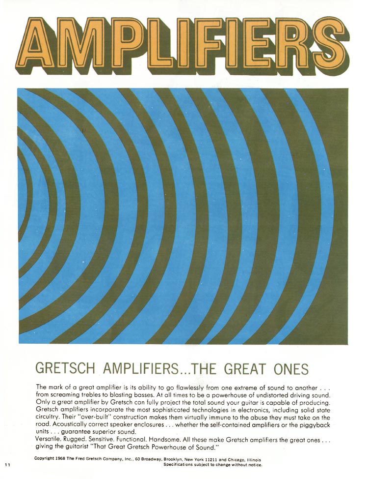 1968 Gretsch guitar catalog page 11 - Gretsch Amplifiers
