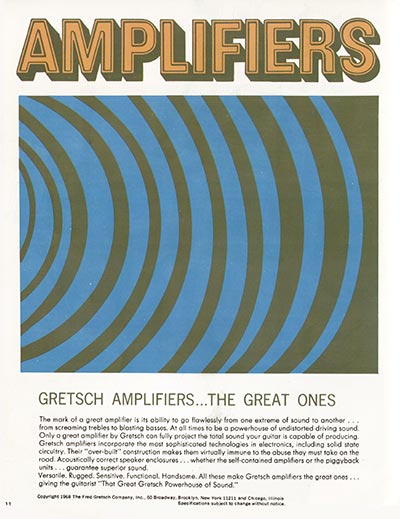 1968 Gretsch guitar catalog page 11 - Gretsch Amplifiers