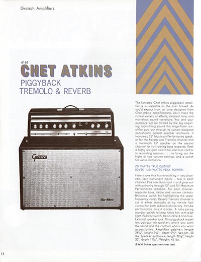 1968 Gretsch guitar catalog page 13 - Gretsch Chet Atkins amplifier 6163