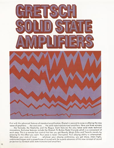 1968 Gretsch guitar catalog page 15 - Gretsch solid state amplifiers