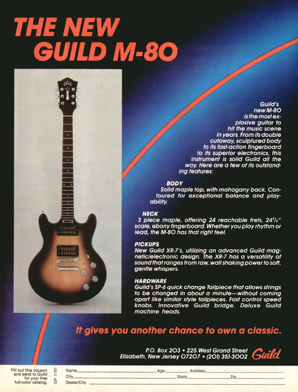 Guild advertisement (1981) The New Guild M-80