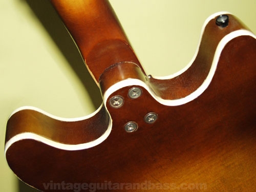 Harmony H27 Bass neck joint and back binding
