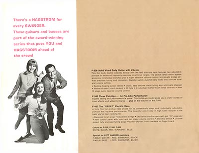 1966 Hagstrom guitar catalog page 6 - F200, F300 and F400 bass