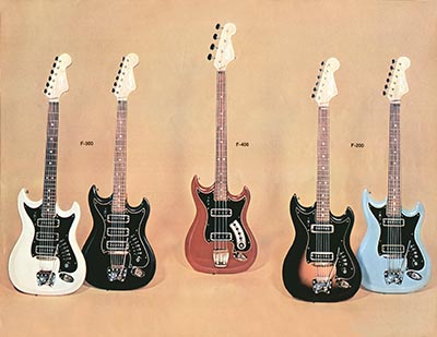 1966 Hagstrom guitar catalog page 7 - F200, F300 and F400 bass
