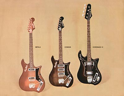 1966 Hagstrom guitar catalog page 9 - Impala, Condor and Coronado IV bass