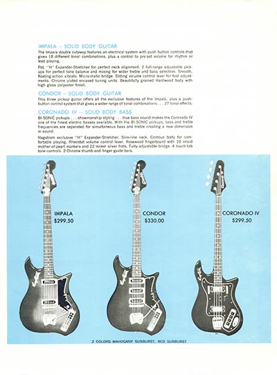 1968 Hagstrom guitar catalog page 5 - Hagstrom Impala and Condor guitars and Coronado IV bass