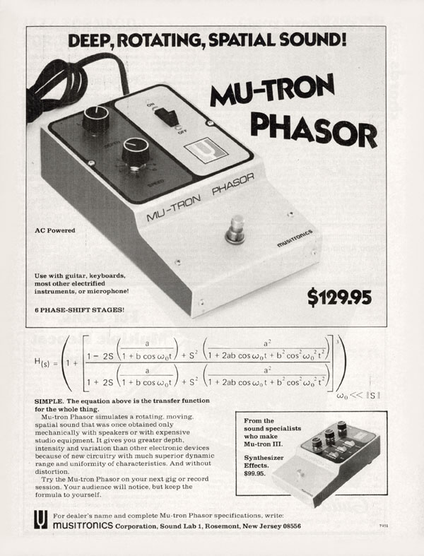 Musitronics advertisement (1975) Deep, Rotating, Spatial Sound! Mu-Tron Phaser
