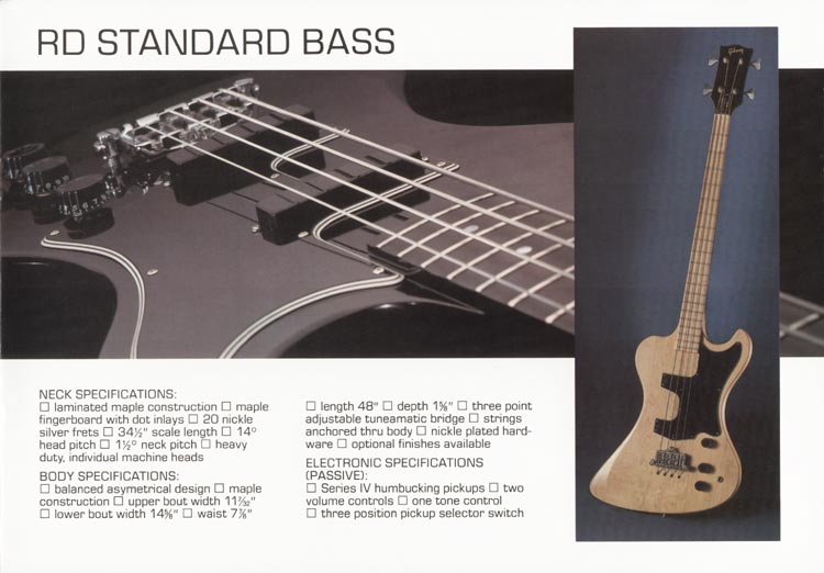 RD Series by Gibson guitar and bass brochure, page 7: Gibson RD Standard bass