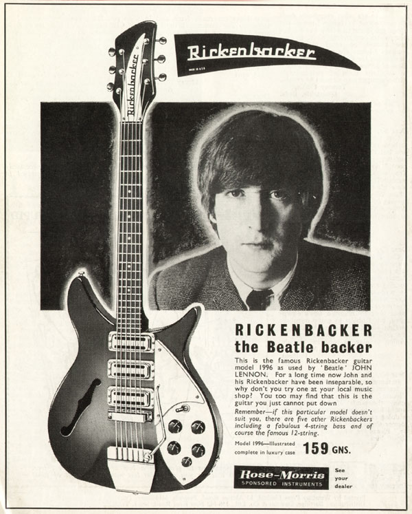 Rickenbacker advertisement (1965) Rickenbacker The Beatle Backer