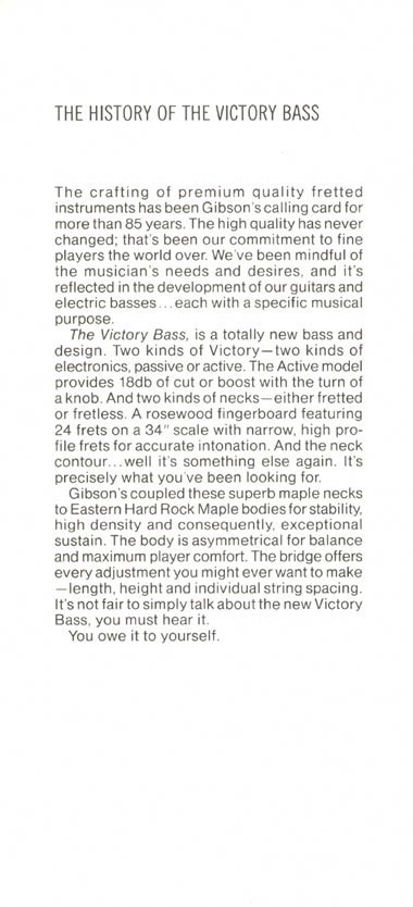 1981 Gibson Victory bass pre-owners manual, page 2