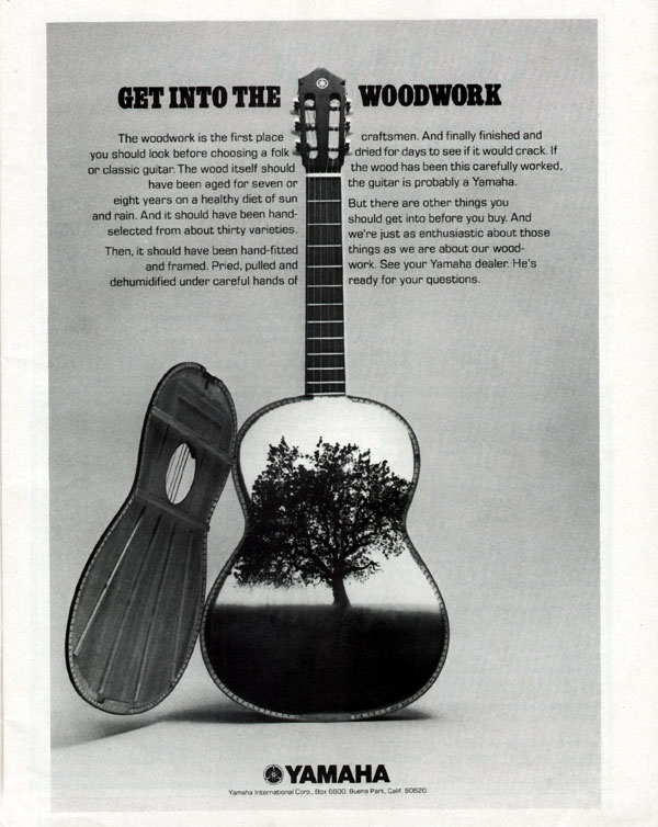 1972 Yamaha Acoustic Guitar Print Ad Get Into The Woodwork