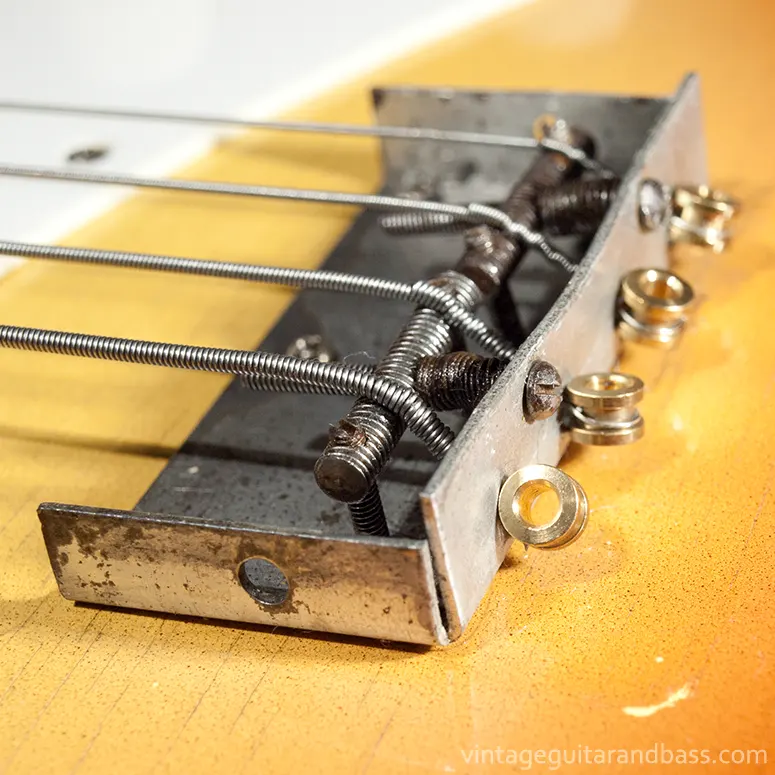 Vox bass compensating bridge/tailpiece from a 1963 Vox Bassmaster