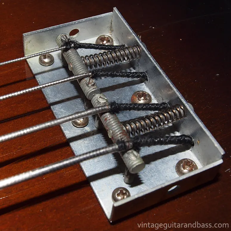 Vox bass compensating bridge/tailpiece from a 1965 Vox Bassmaster