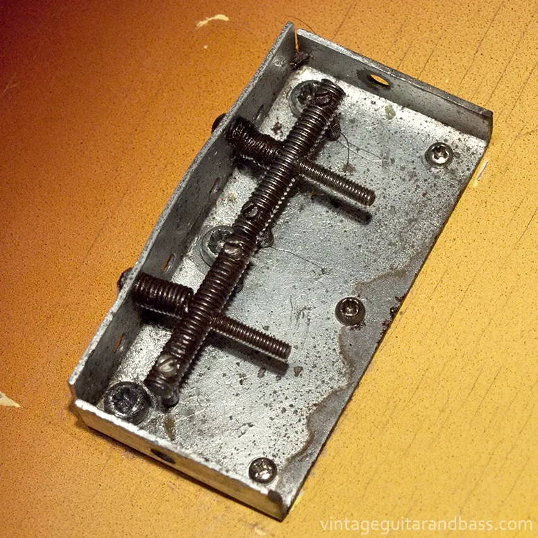 Vox bass compensating bridge/tailpiece from a 1963 Vox Bassmaster