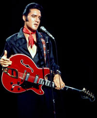 Elvis Presley at his 1968 Comeback Special, with Hagstrom Viking II