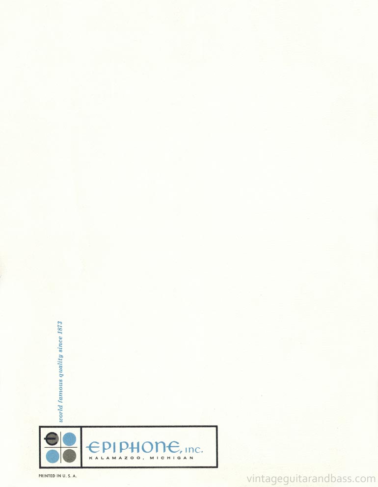 1961 Epiphone full line catalog back cover
