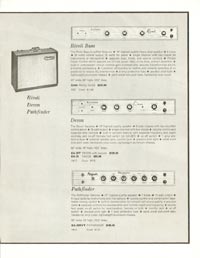 1962 Epiphone full line catalog page 11 - Epiphone Rivoli bass, Devon and Pathfinder amplifiers