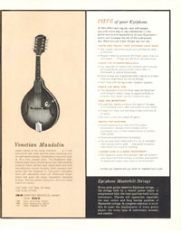 1962 Epiphone full line catalog page 21 - Epiphone Venetian mandolin