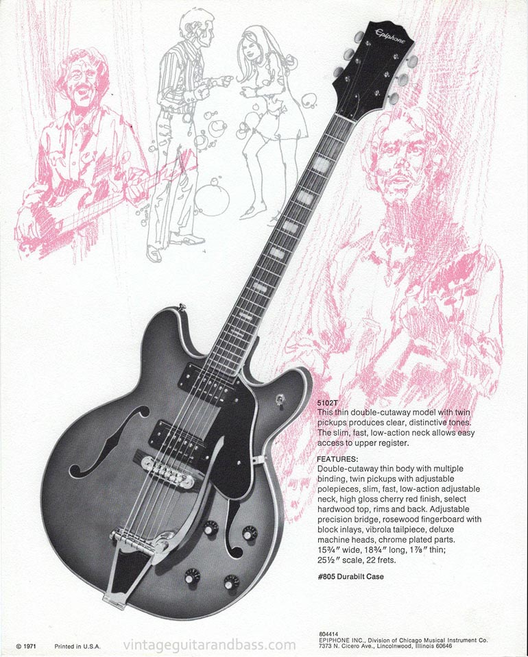 1971 Pick Epiphone brochure - Epiphone 5102T electric acoustic guitar