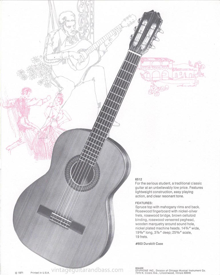 1971 Pick Epiphone brochure - Epiphone 6512 classic acoustic guitar