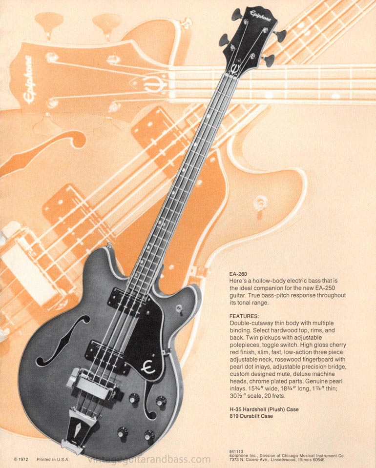 1971 Pick Epiphone brochure - Epiphone EA-260 electric acoustic bass