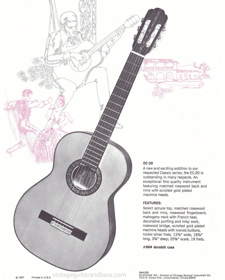 1971 Pick Epiphone brochure - Epiphone EC-20 classic acoustic guitar