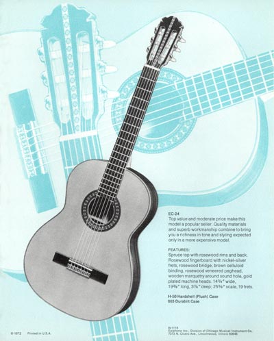 1971 Epiphone loose leaf "Pick Epiphone" brochure, EC-24 classic acoustic guitar