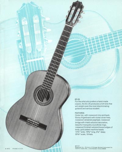 1971 Epiphone loose leaf "Pick Epiphone" brochure, EC-25 classic acoustic guitar