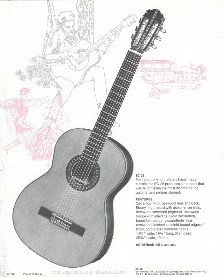 1971 Pick Epiphone brochure - Epiphone EC-25 classic acoustic guitar