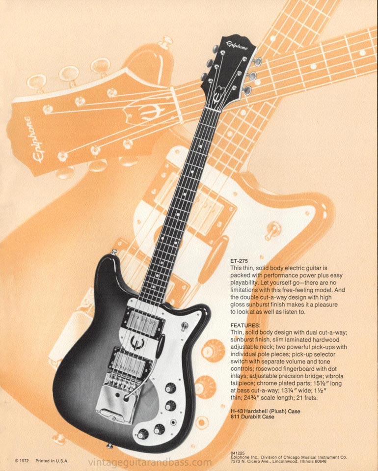 1971 Pick Epiphone brochure - Epiphone ET-275 solid body electric guitar