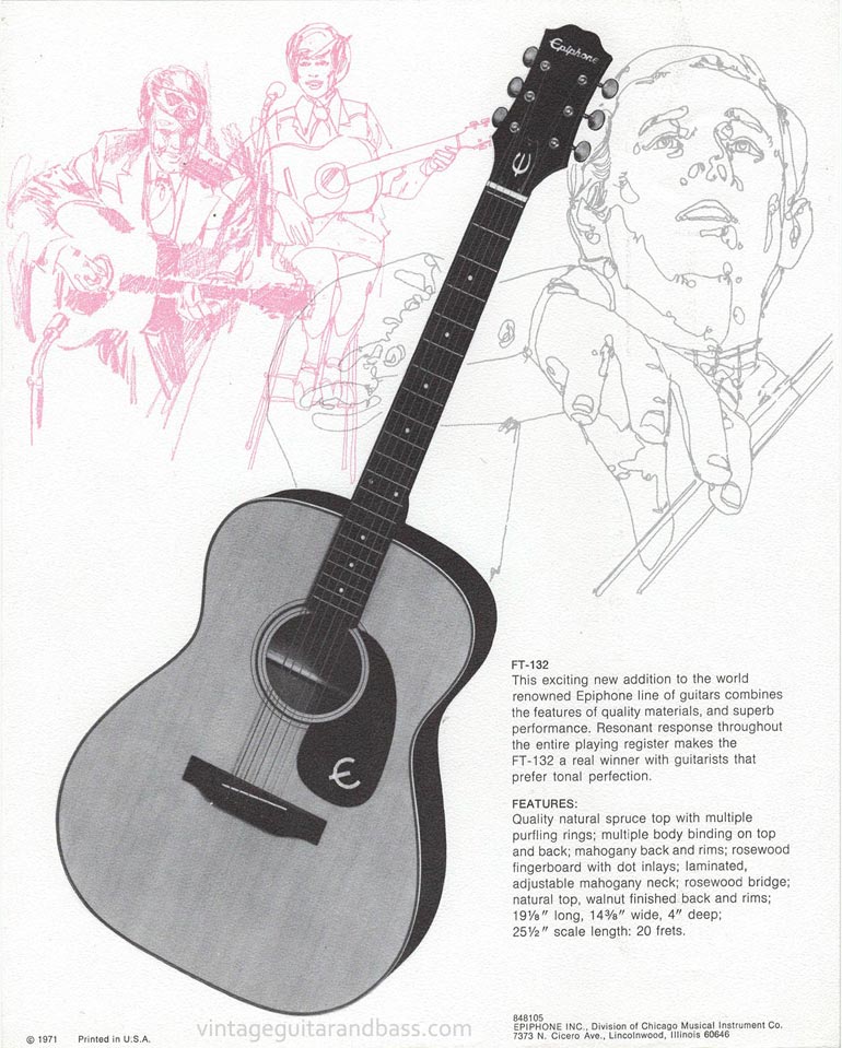 1971 Pick Epiphone brochure - Epiphone FT-132 flattop acoustic guitar