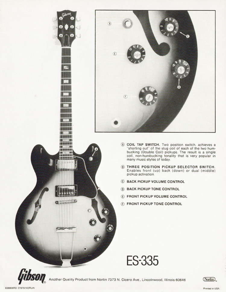 Gibson ES-335 1978 specification sheet