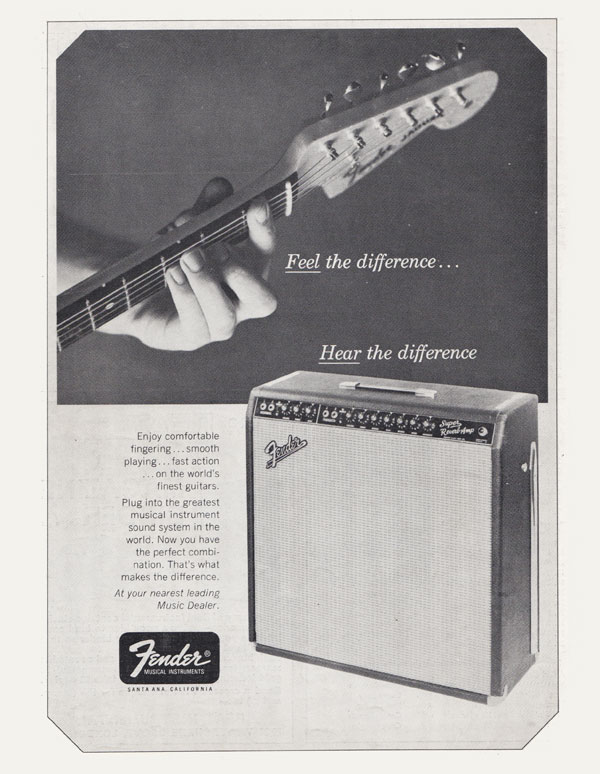 Fender advertisement (1966) Feel the Difference Hear the Difference