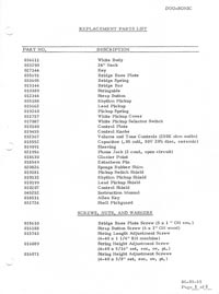 Fender Duo-Sonic 1968 parts list page 1