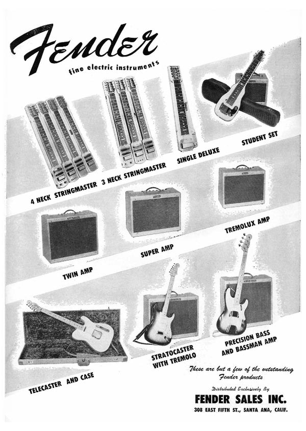 Fender advertisement (1955) Fender fine electric instruments