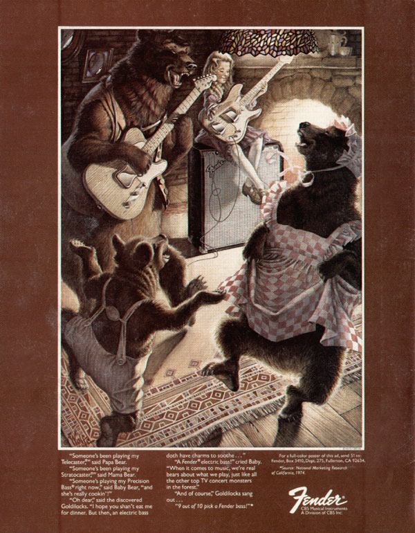 Fender advertisement (1975) Goldilocks and the three bears
