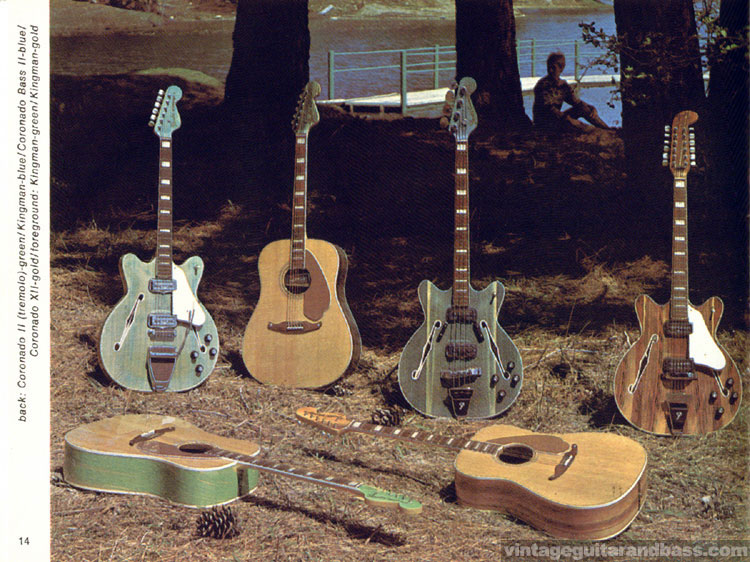 Fender Coronado II, Coronado Bass II, Coronado XII and Kingman acoustic - 1968 Fender catalog - page 16
