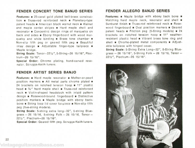 Fender Concert Tone, Artist and Allegro banjo series - 1968 Fender catalog - page 24