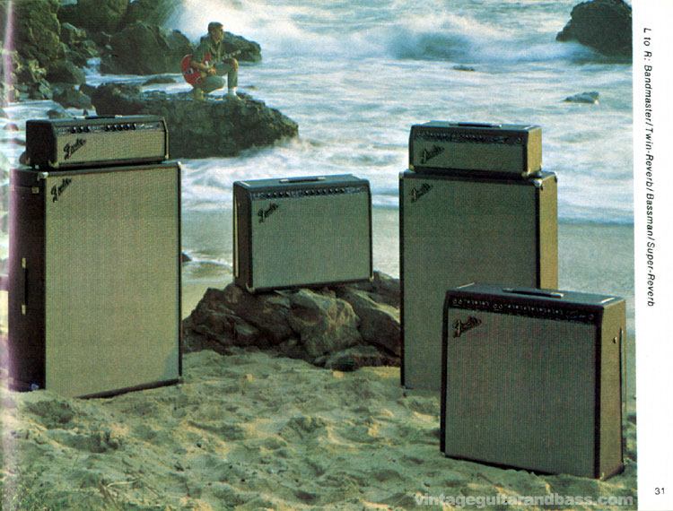Fender Bandmaster, Super Reverb, Twin Reverb and Bassman amplifiers - 1968 Fender catalog - page 33
