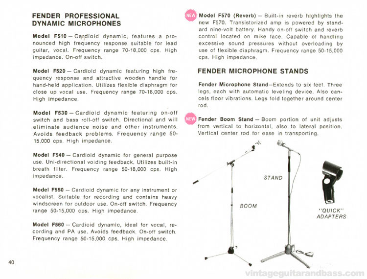 Fender Microphones - 1968 Fender catalog - page 42