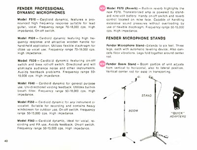 1968 Fender guitar and bass catalog page 42 - Fender Microphones