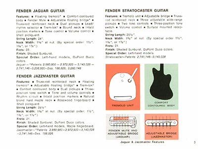 1968 Fender guitar and bass catalog page 5 - Fender Jaguar, Jazzmaster and Stratocaster