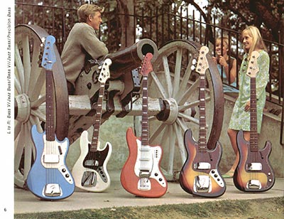 1968 Fender guitar and bass catalog page 8 - Fender Bass V, Bass VI, Jazz Bass and Precision Bass