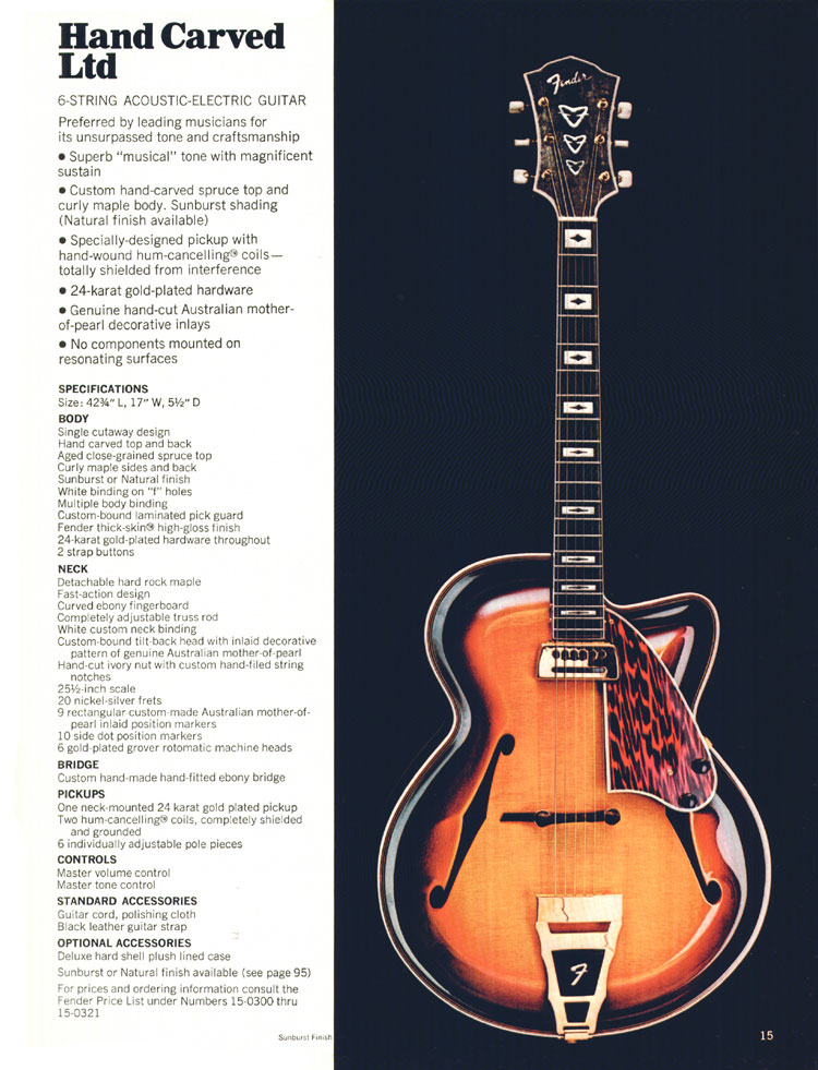 Fender Hand Carved - 1970 Fender catalog, page 15