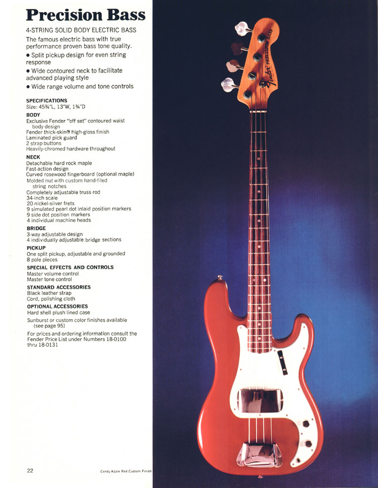 Fender Precision Bass - 1970 Fender catalog, page 22 >> Vintage