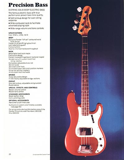 1970 Fender guitar, bass and amp catalog page 22 - Fender Precision bass