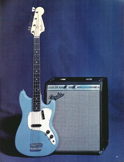 1970 Fender guitar, bass and amp catalog page 27 - Fender Musicmaster bass set